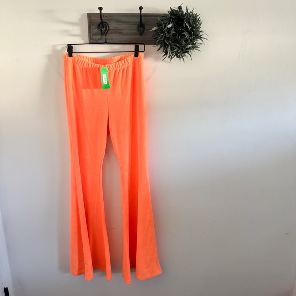 NWT ERL Venice Beach Orange Elasticized Flare Leg Pants L - Picture 1 of 8